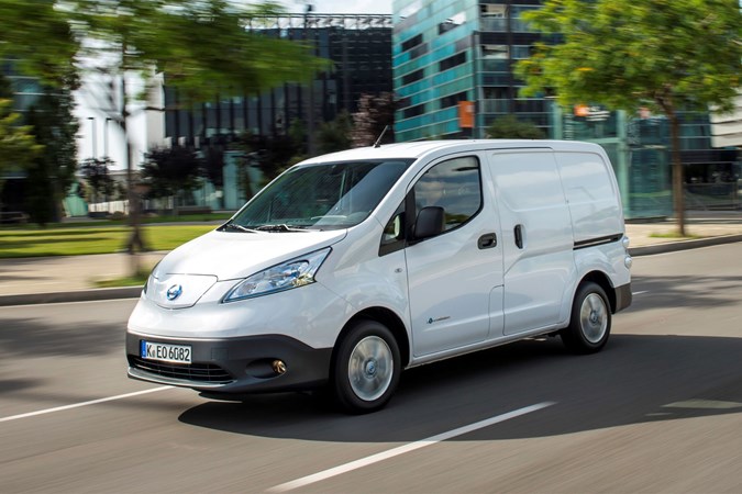 Nissan e-NV200, white, driving - yes, we know it's a German numberplate, but apparently there are no fresh UK images available despite the sales success in 2019