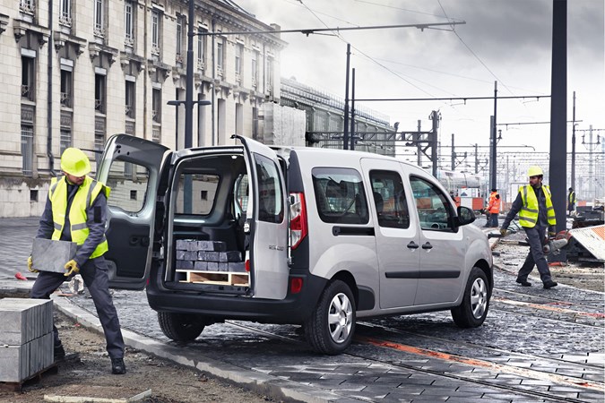 Van tax grey areas - Renault Kangoo, rear view, being loaded with breeze blocks