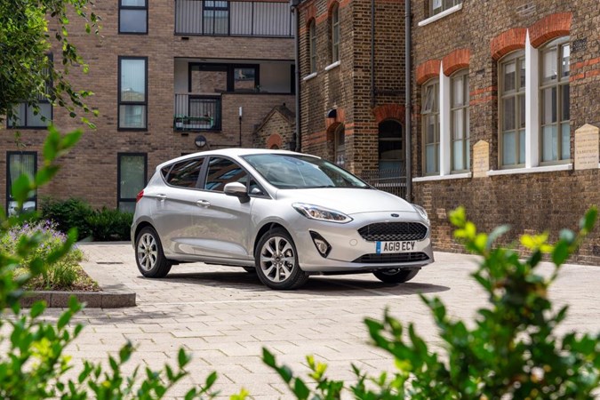 Silver 2019 Ford Fiesta Trend front three-quarter