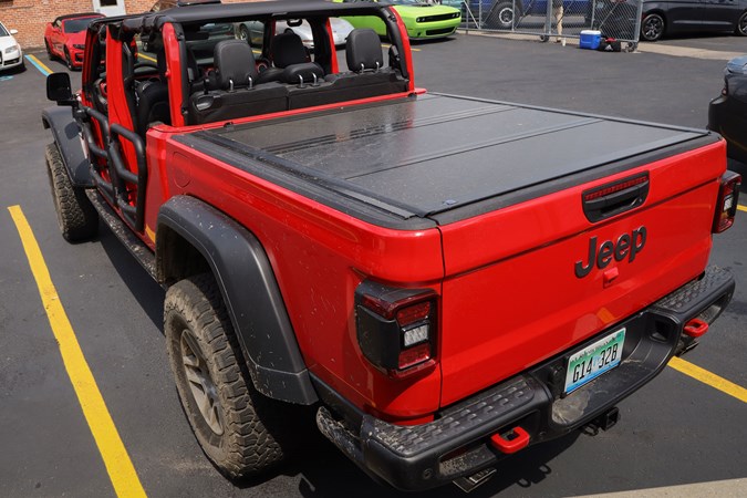 Jeep Gladiator review - red, rear view showing load bed area