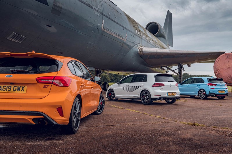 Ford Focus ST vs Volkswagen Golf GTI TCR vs Hyundai i30 N Performance