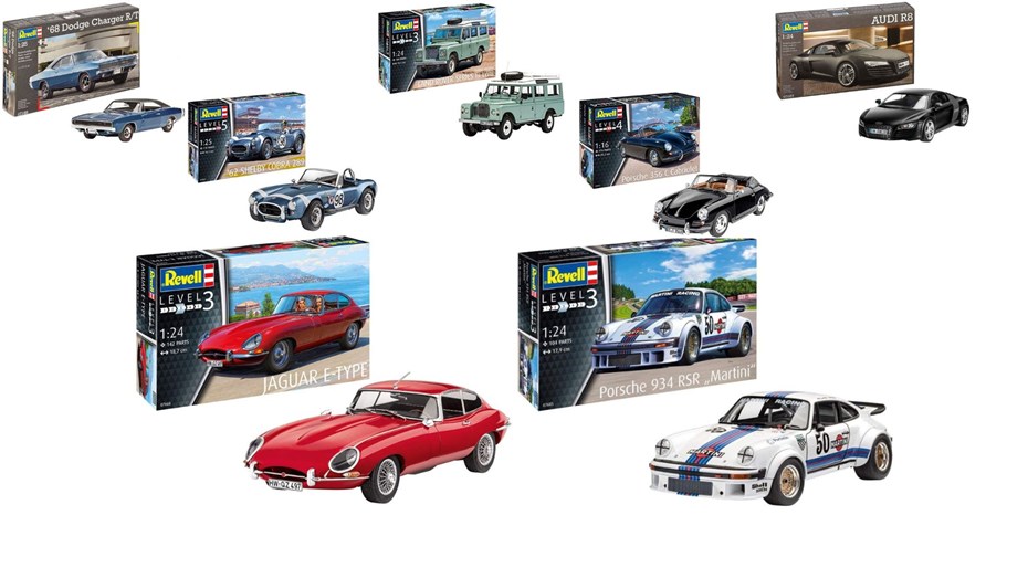 Selection of Revell car model kits