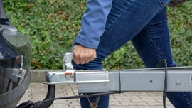 Trailer being clicked onto a tow bar