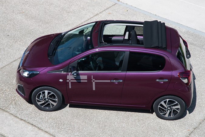 Peugeot 108 with fabric roof, purple