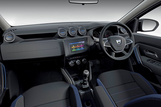 Black and blue 2020 Dacia Duster SE Twenty dashboard
