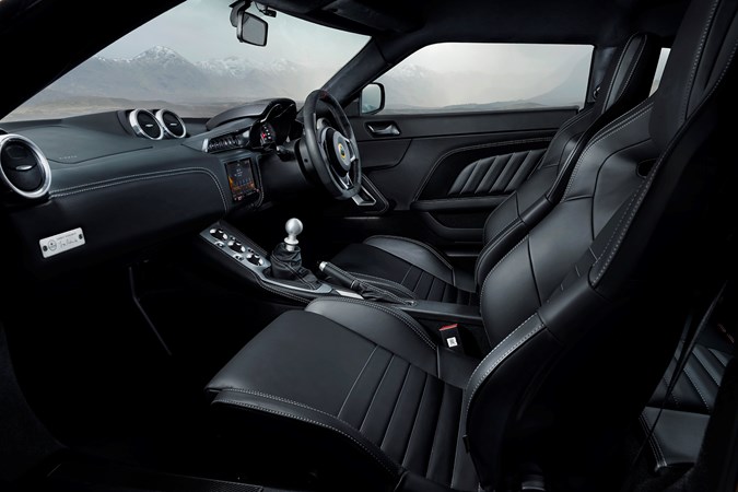 2020 Lotus Evora GT410 interior, black leather