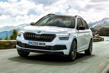 White 2020 Skoda Kamiq Monte Carlo front three-quarter driving