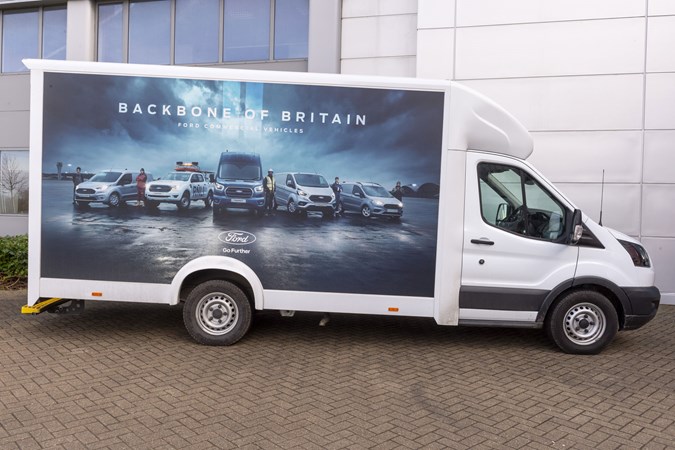 Ford Transit box body with Backbone of Britain branding, side view