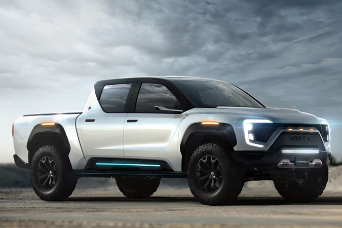 Nikola Badger electric pickup with hydrogen power - front view, render, 2020