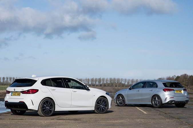 Rear view of the BMW 1 Series vs Mercedes A-Class