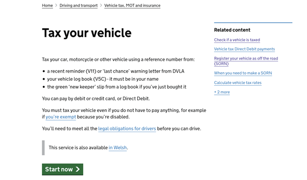 how to tax car online uk