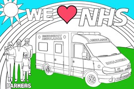 Colour in an ambulance to show love for the NHS