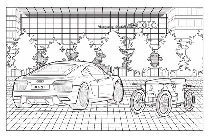 CLick to download the Audi Collection colouring-in book
