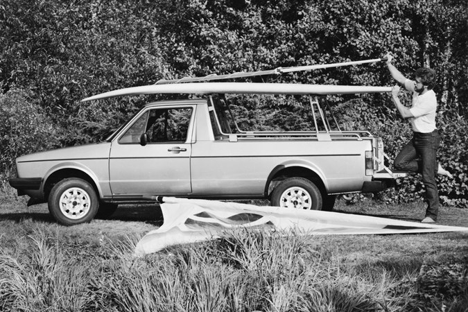 VW Caddy 1 - loaded with windsurfer