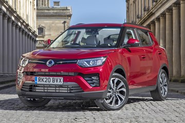 Pink 2020 SsangYong Tivoli front three-quarter