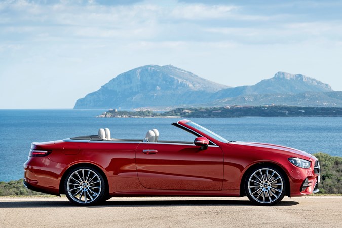 Red 2020 Mercedes-Benz E-Class Cabriolet side elevation