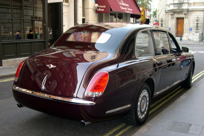 Bentley State Limousine, rear view, showing lack of number plate fitting