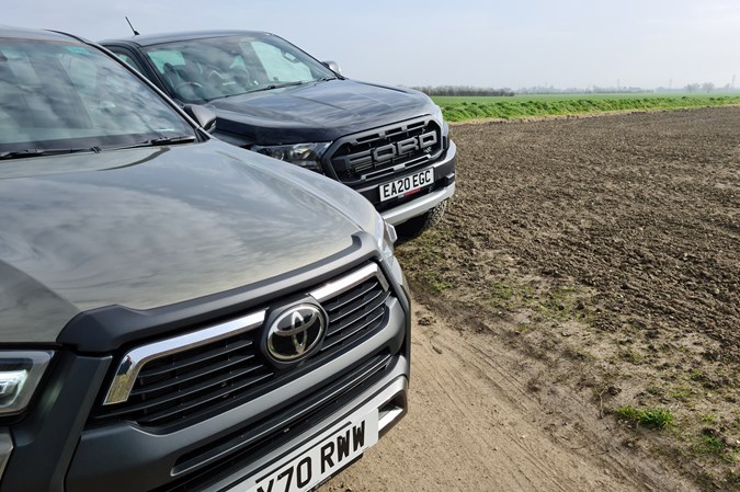 Ford Ranger Raptor long-term test review, 2021, with Toyota Hilux Invincible X , nose and grille detail