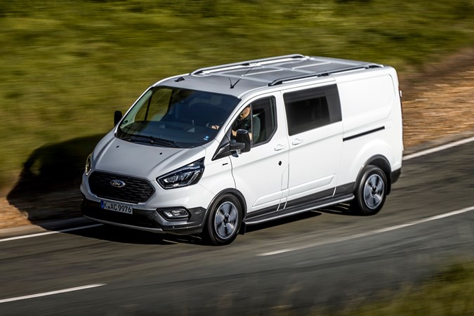 Ford Transit Custom Active review, 2020, DCiV, white, top view, driving