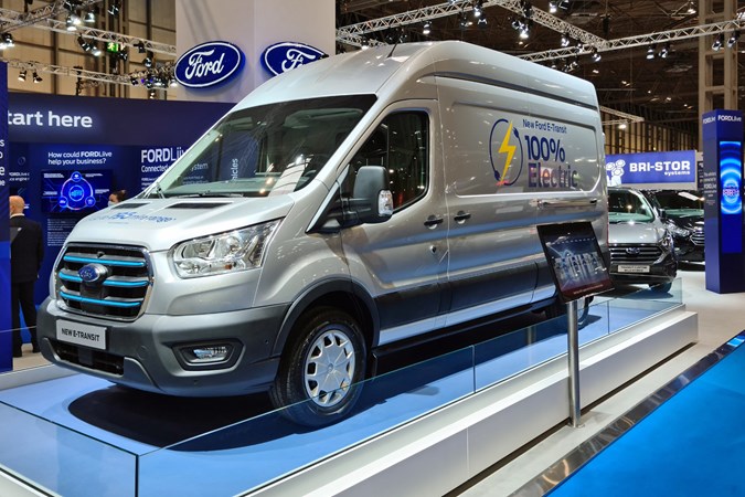 Ford E-Transit electric van at the 2021 CV Show
