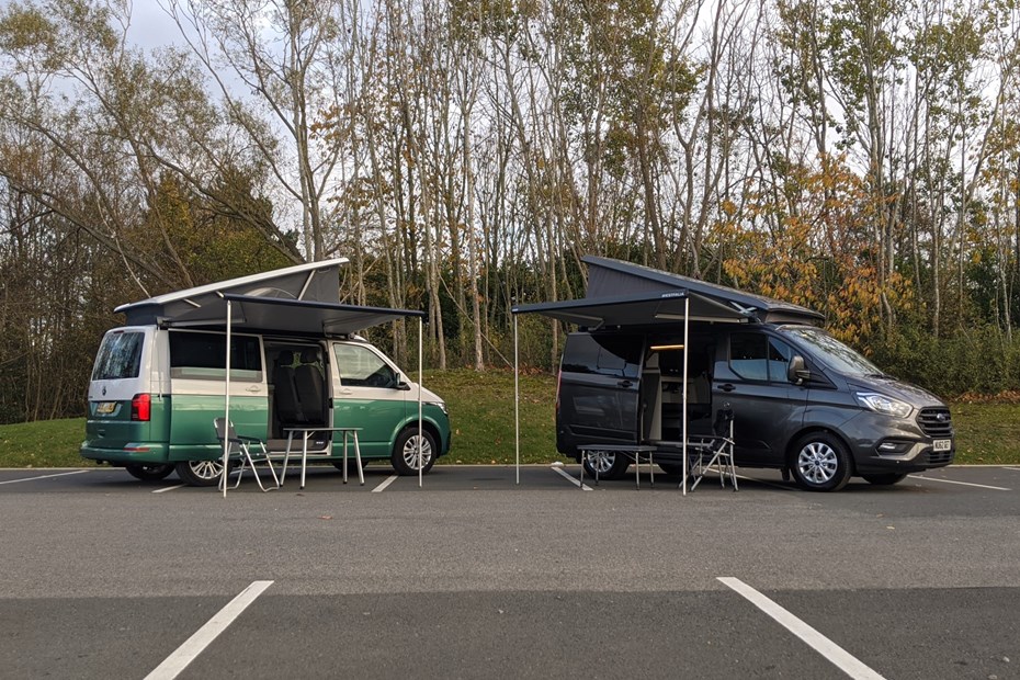 Volkswagen California vs Ford Transit Custom Nugget - keep calm and carry on camping