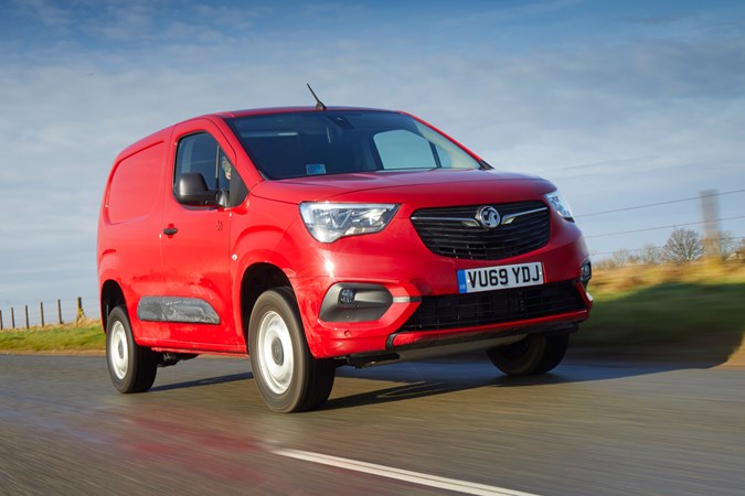 Vauxhall Combo Cargo 4x4 review - red, front view, driving on road