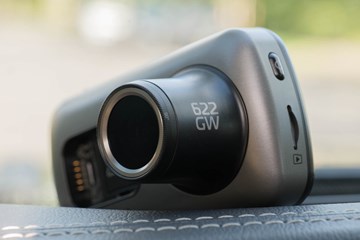 Nextbase 622GW dashcam, resting on dashboard