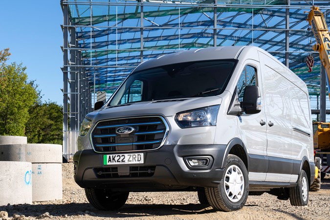 The Ford E-Transit on a building site