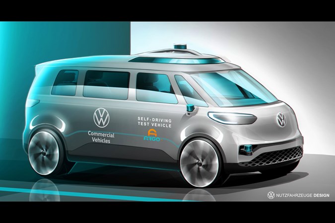 The first Volkswagen self-driving vehicle will be based on the ID Buzz / ID.7 electric van - design sketch