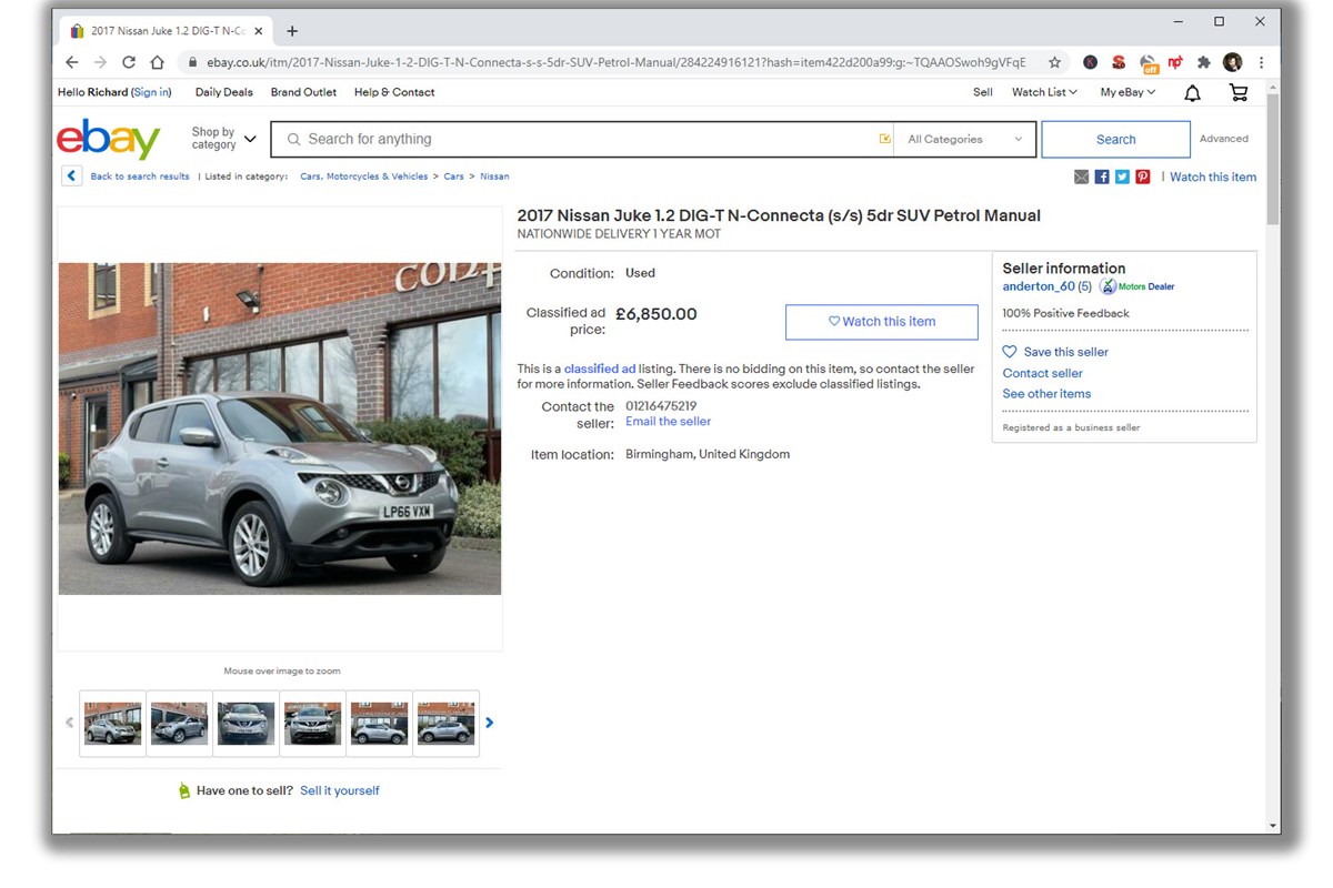 Selling a car on eBay