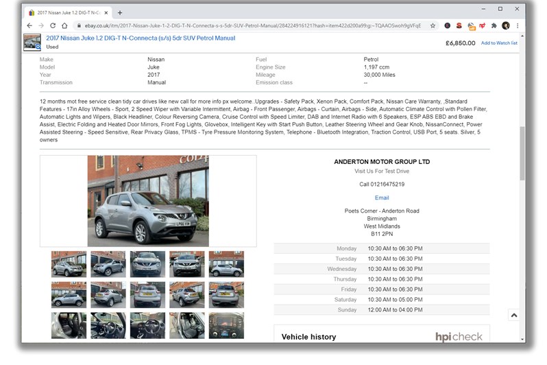 Selling a car on eBay