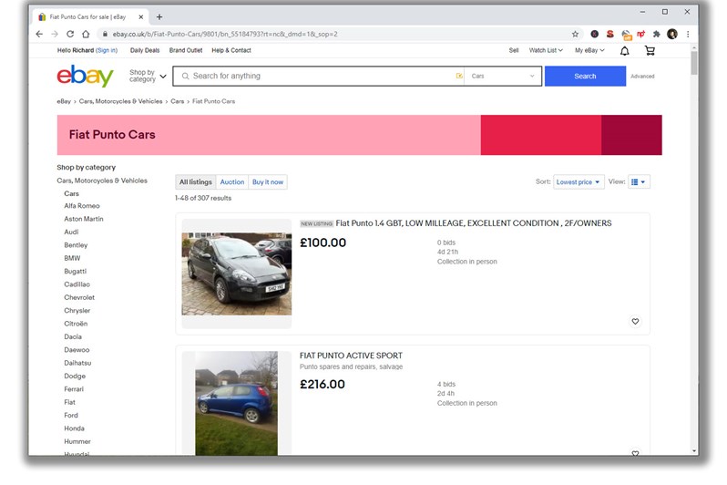 Selling a car on eBay