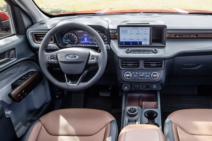 Ford Maverick pickup truck, interior, dashboard, steering wheel