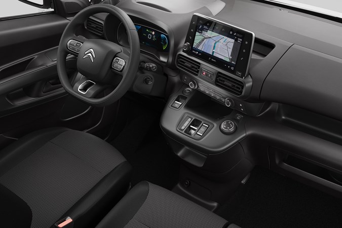 Citroen Berlingo van interior, 2021, steering wheel, infotainment screen