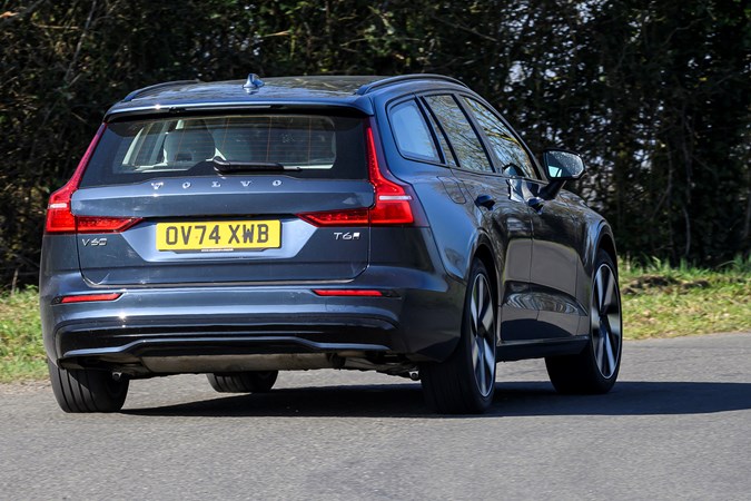 Volvo V60 rear view driving | Parkers cars