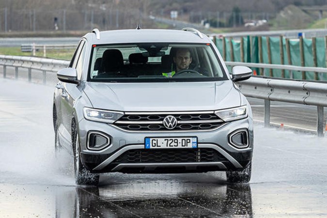 VW Troc testing tyres in wet conditions