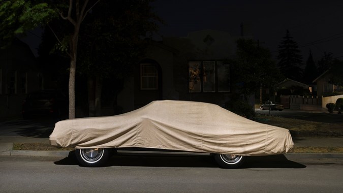 American car under a cover