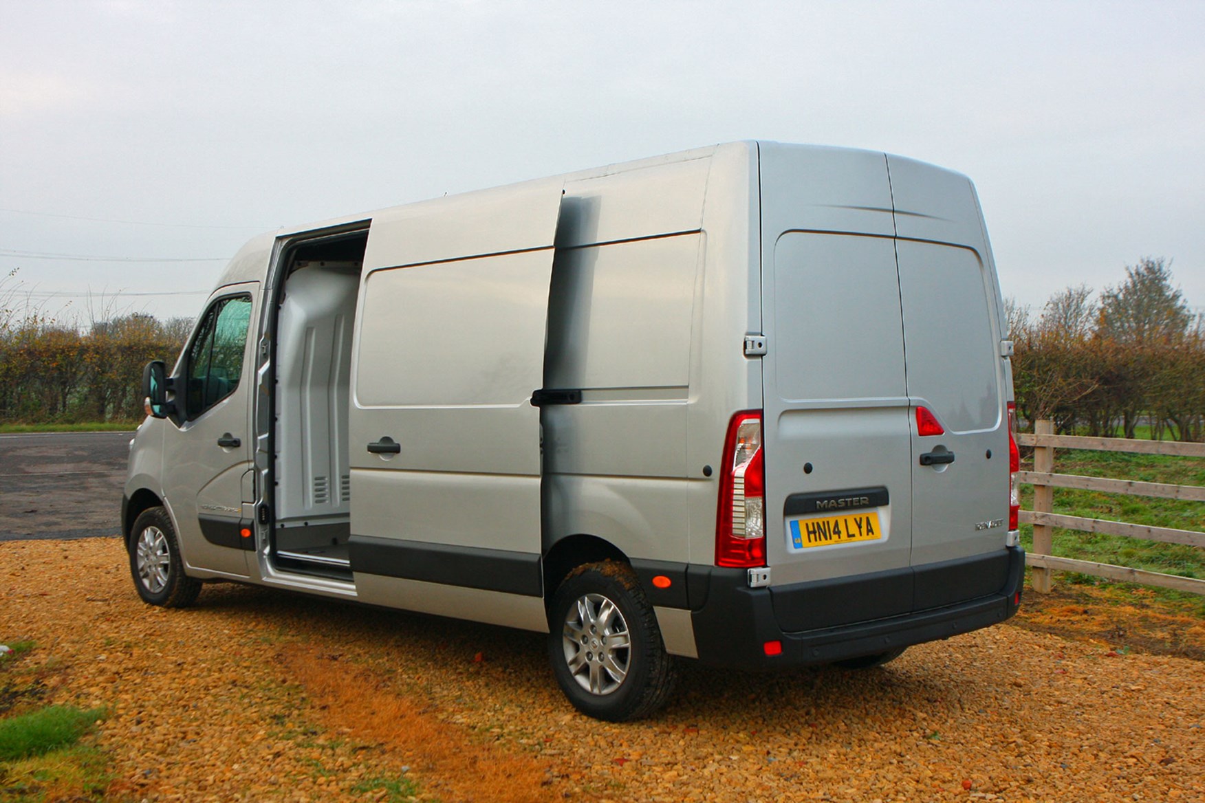 Renault Master Business 2016 review - rear view, silver, with sliding side door open