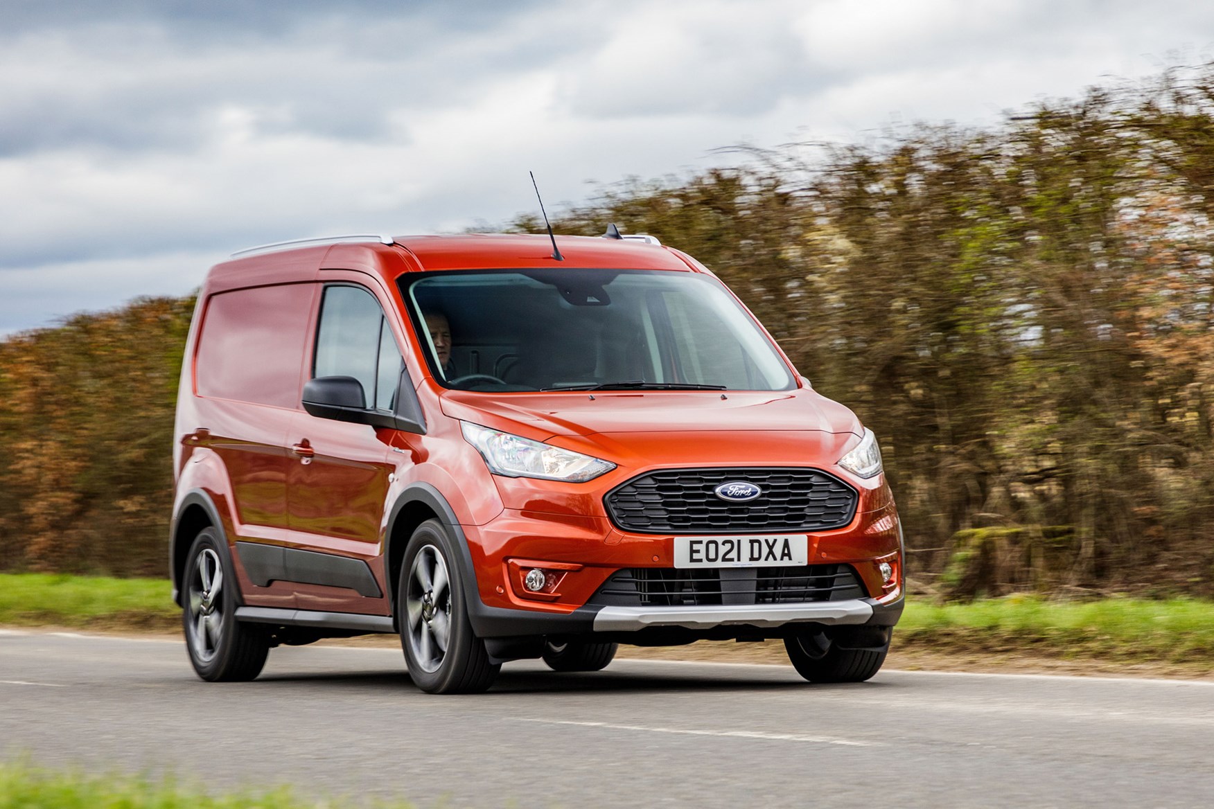 Ford Transit Connect Active review - front view, Sedona Orange, driving, SWB