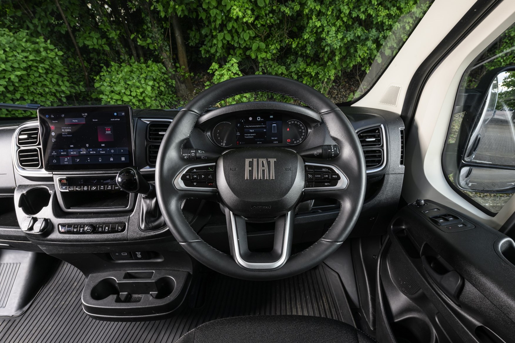 Image of the 2025 Fiat Ducato dashboard, seen from the driver's perspective