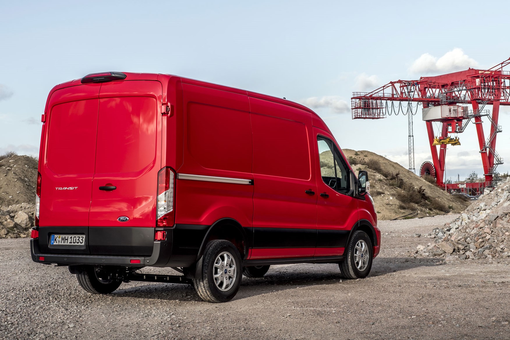 Ford Transit review - 2019 facelift model, rear view, red