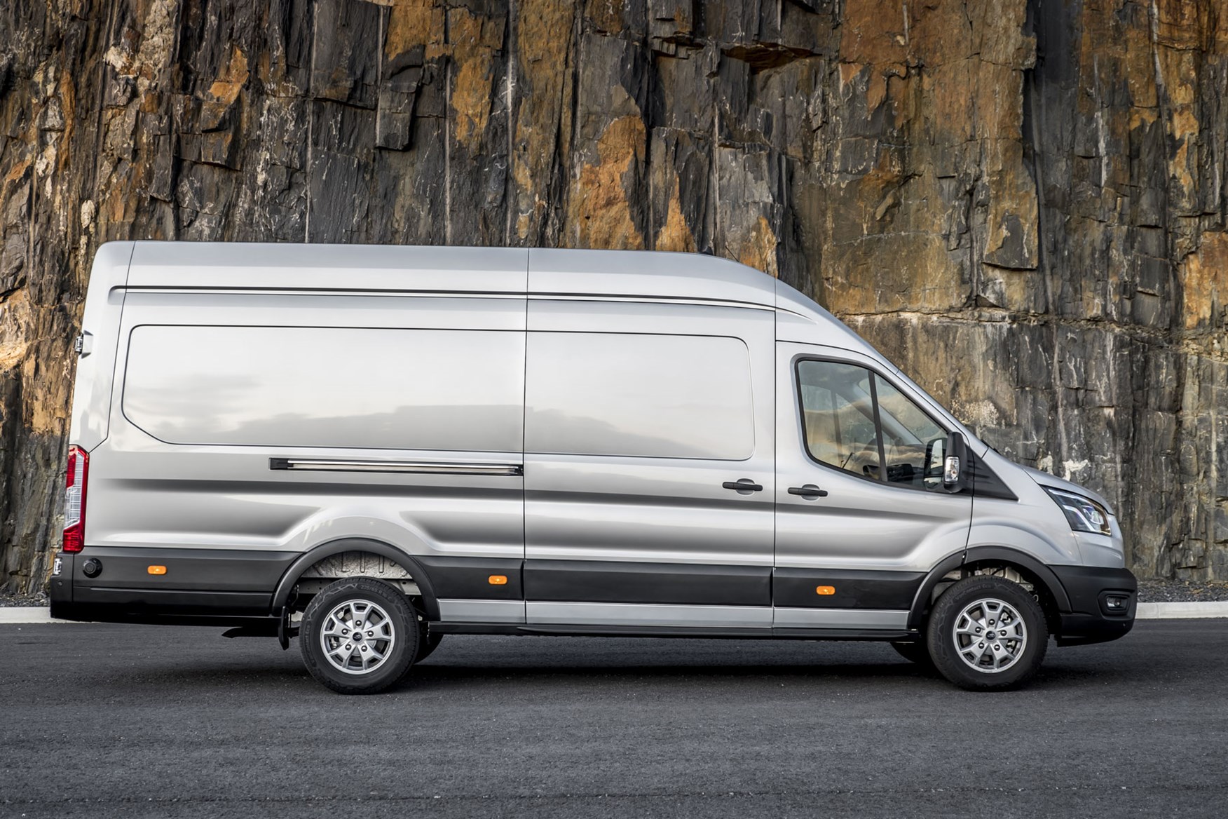 Ford Transit review - 2019 facelift model, side view, silver