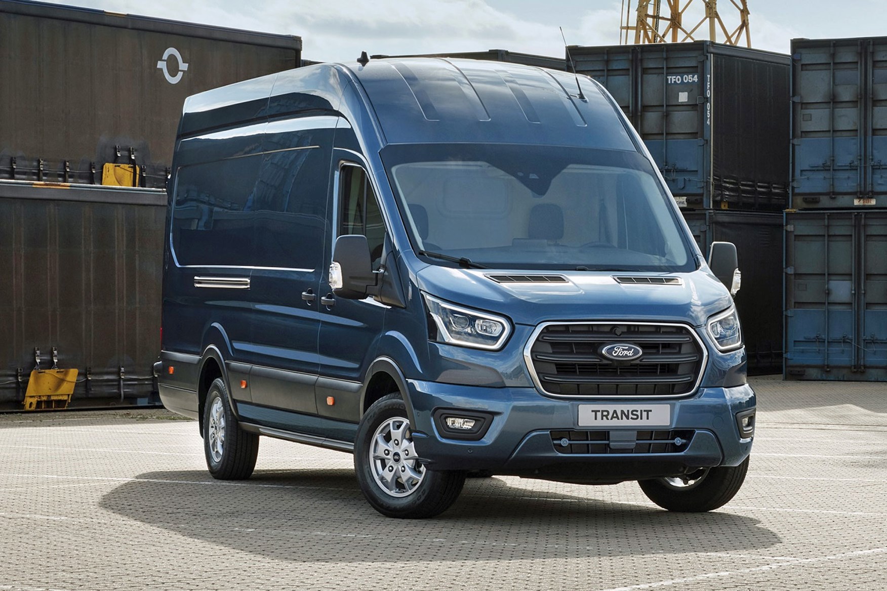 Ford Transit 2019 facelift - front view, blue