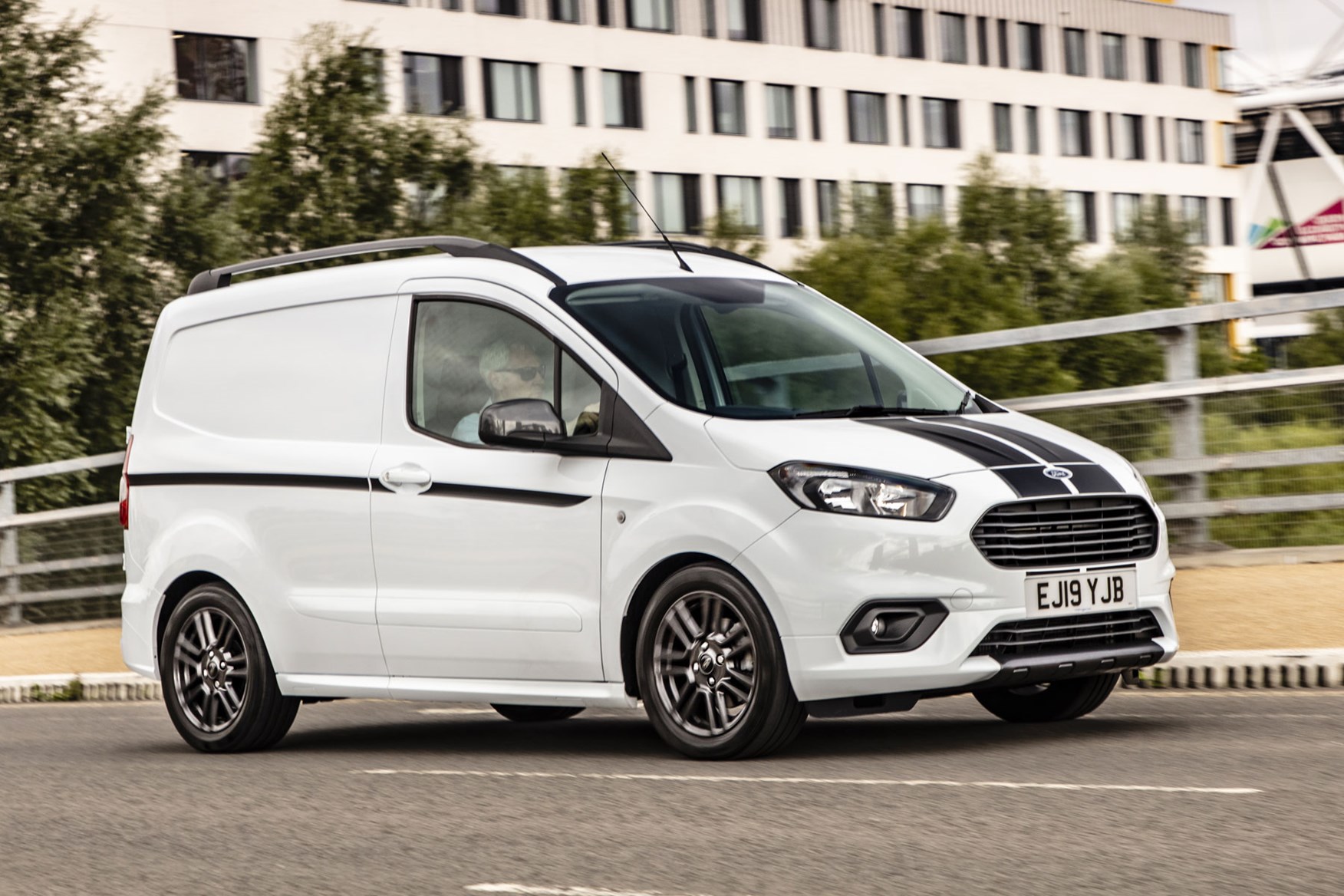 Ford Transit Courier Sport review - 1.5-litre EcoBlue 100hp model, 2019, white, front view, driving