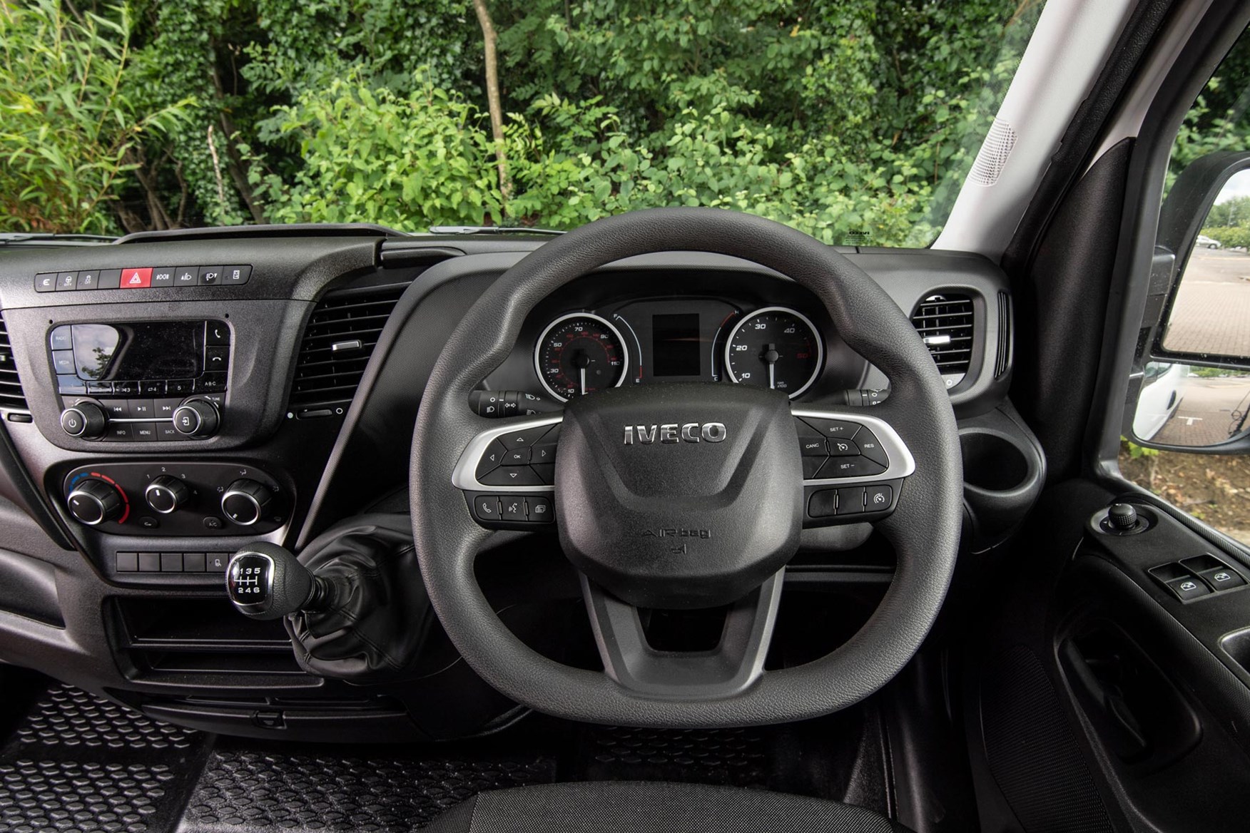 The Iveco Daily's steering wheel is small for a large van.