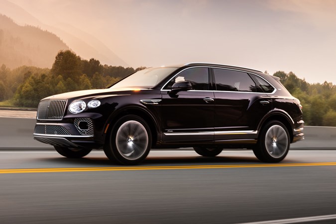 Bentley Bentayga Extended Wheel Base review - front view, purple, driving