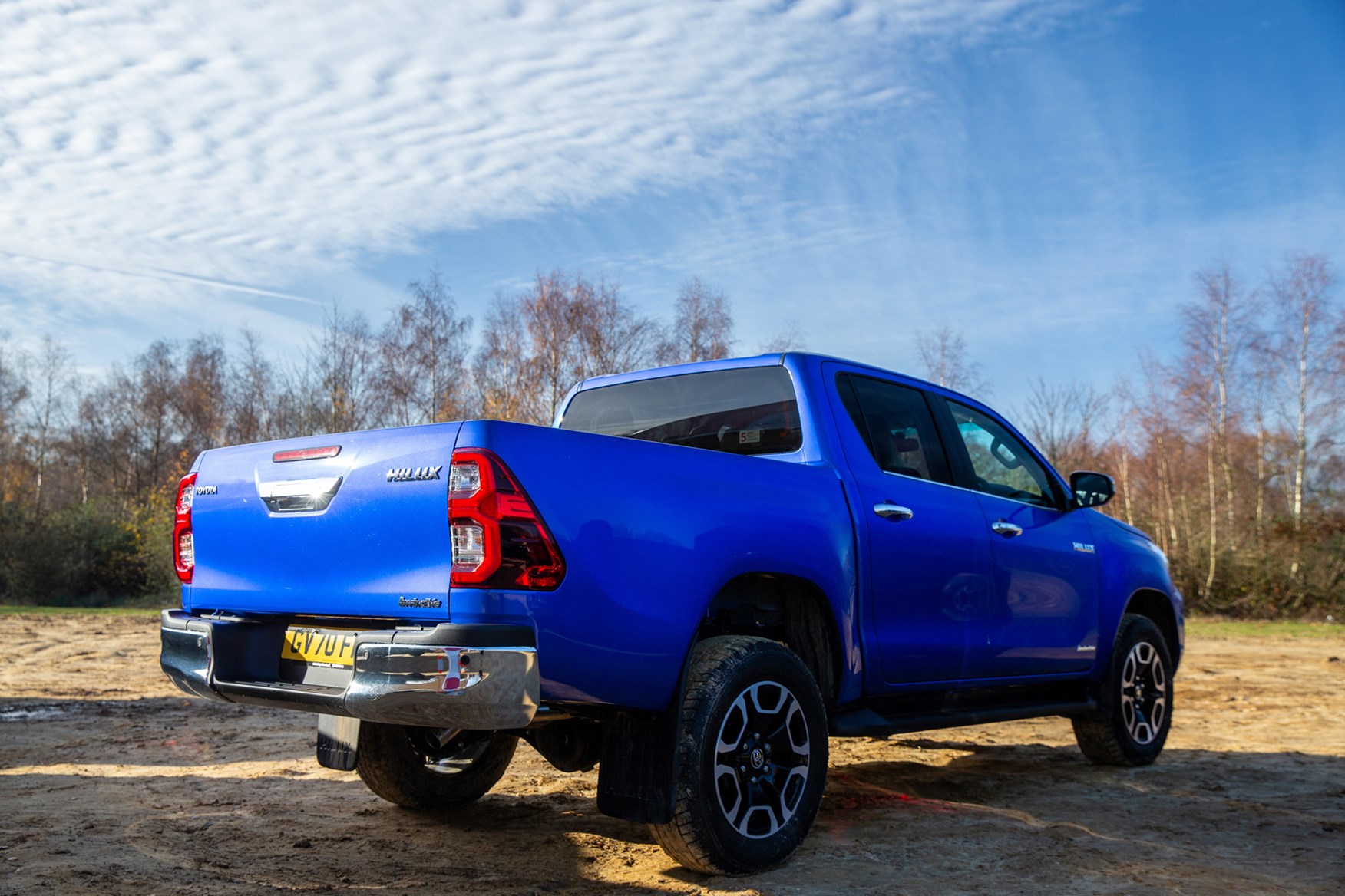 Toyota Hilux review, 2020 facelift, Invincible, blue, rear view