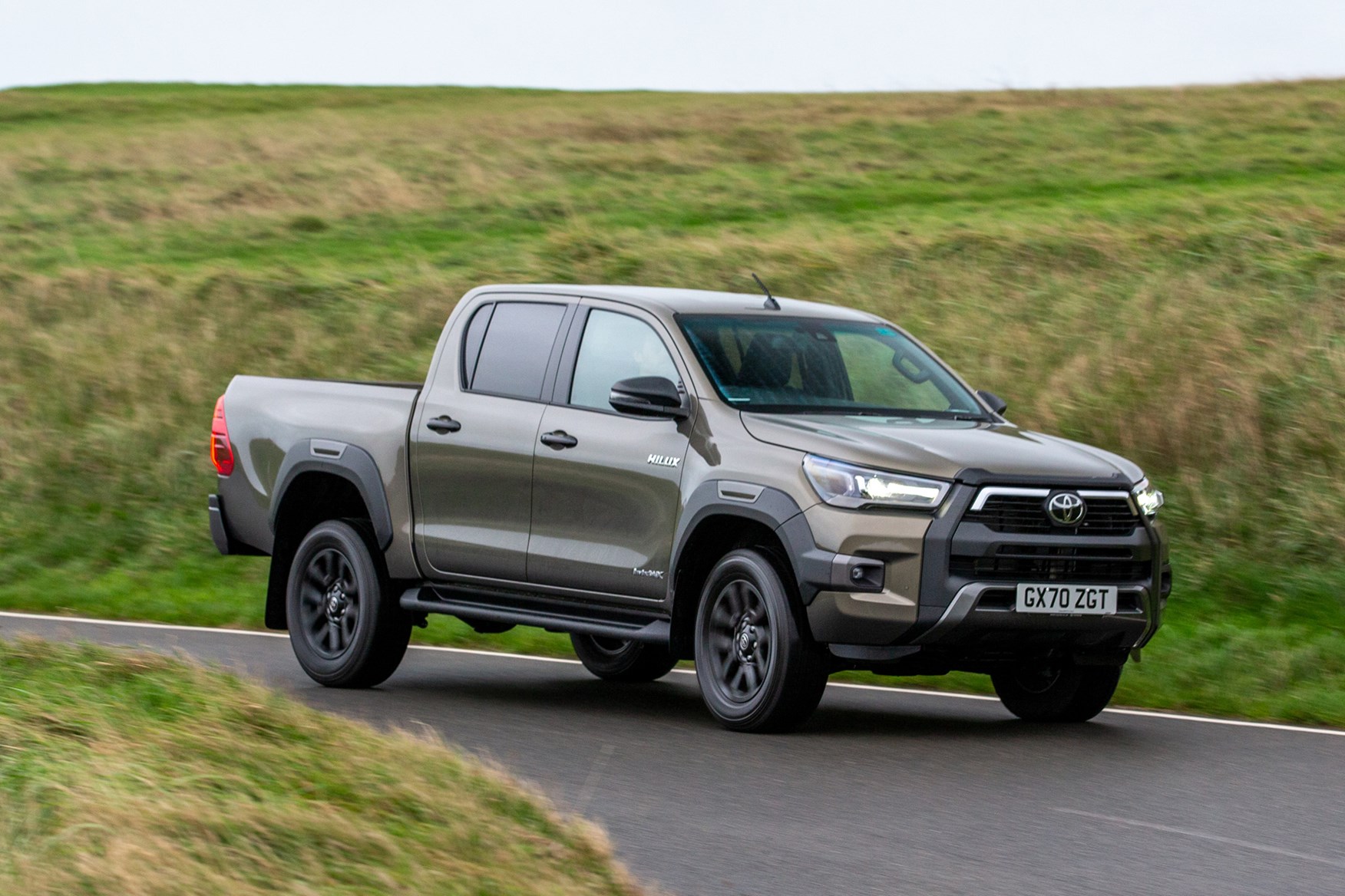 Toyota Hilux review, 2020 facelift, front view, rolling round corner, Invincible X, bronze