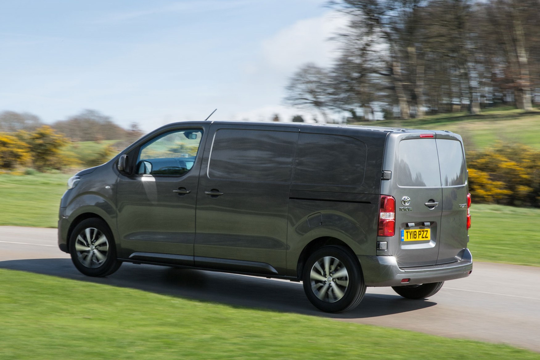Toyota Proace review - Medium model, rear view, driving, grey, 2018