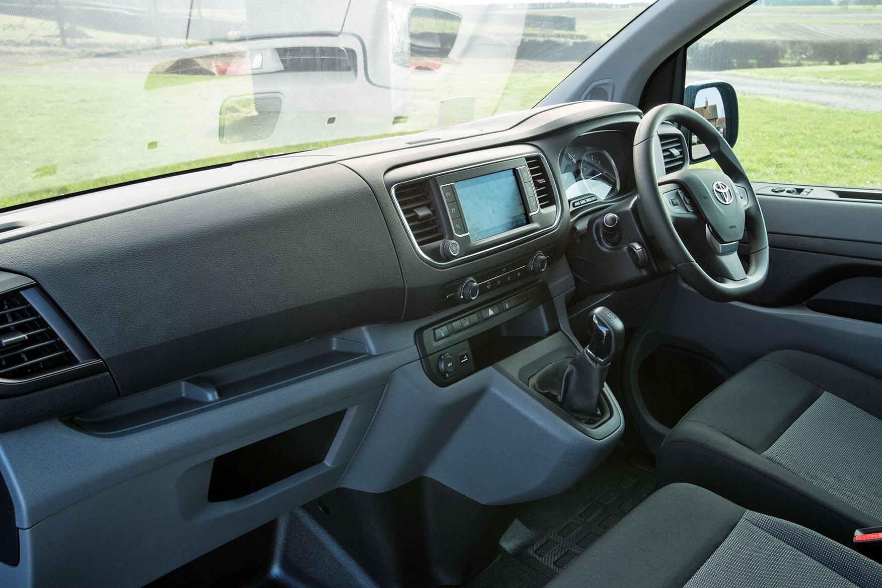 Toyota Proace review - cab interior showing whole dashboard from passenger side, 2018